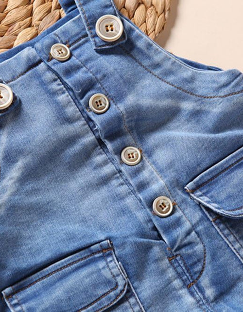 Load image into Gallery viewer, Baby &amp; Little Boys/Girls Blue &amp; Black Denim Overalls,Jean Workwear
