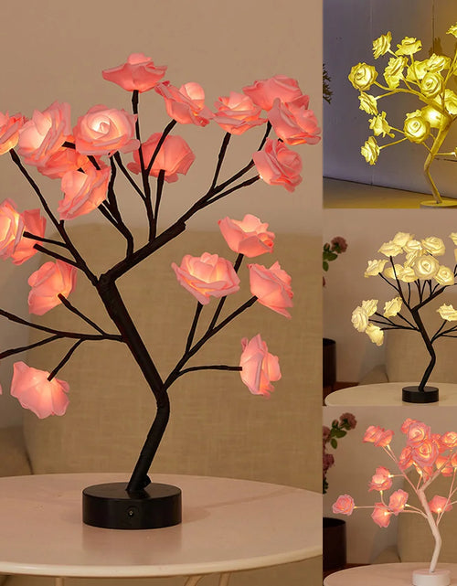 Load image into Gallery viewer, USB Battery Operated LED Table Lamp Rose Flower Bonsai Tree Night Lights Garland Bedroom Decoration Christmas Lights Home Decor
